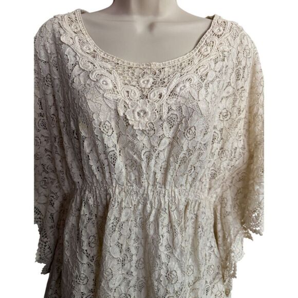 Flying Tomato Ivory Beige Lace Boho Top Size M - Picture 5 of 10